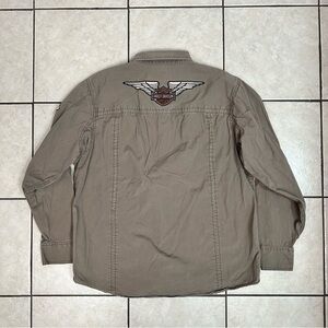 Men’s Harley Davidson Motorcycles Button Down Long Sleeve Brown Shirt Size Large